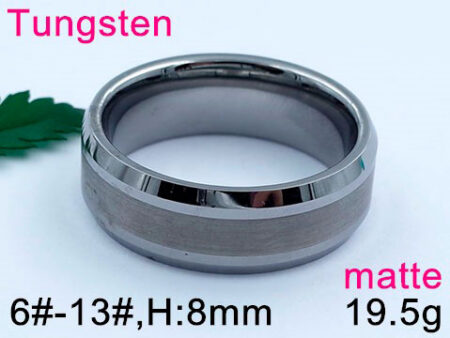 Argolla de Tunsgteno plateada acabado mate