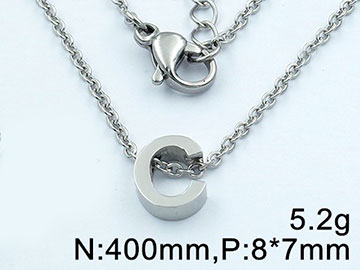 Cadena plateada 40cm dije Letra C 8mm