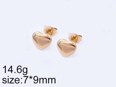 Aretes dorados corazoncito infladito 7mm