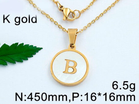 Cadena dorada dije nácar letra B