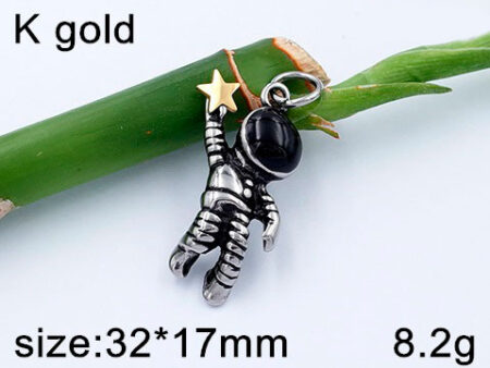 Dije plateado astronauta 3.2cm estrella dorada