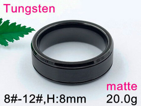 Argolla Tungsteno negra diseño mate al centro 8mm