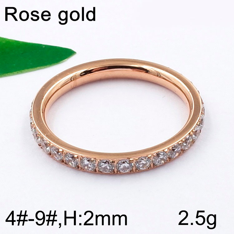 Anillo rose gold banda delgada circonias 2mm – Catálogo de Joyas en Línea