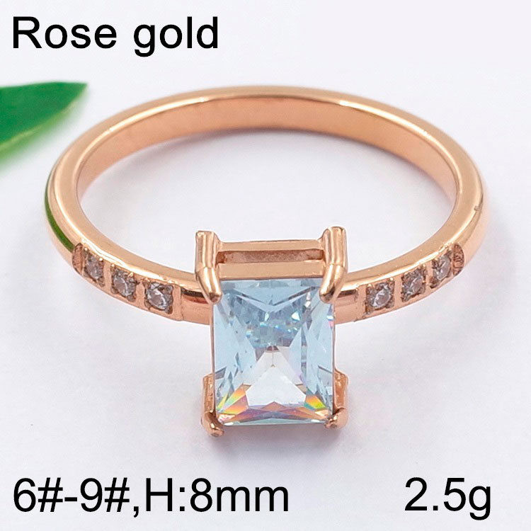 Anillo rose gold circonia cuadrada 8mm – Catálogo de Joyas