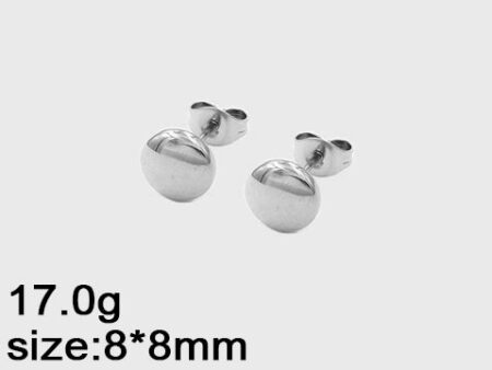 Aretes plateados redondos 8mm