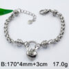 Set plateado collar y pulsera eslabón 4.5cm Dije candado corazón colgante - Imagen 2