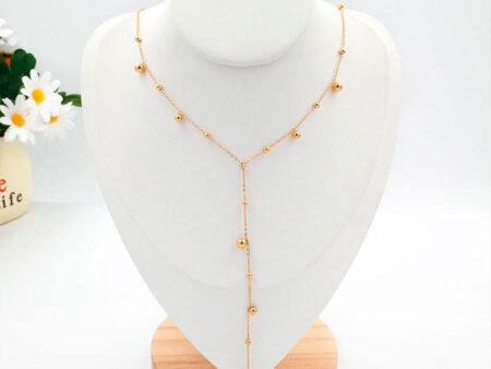 Collar dorado 42cm y cadena colgante bolitas alternas