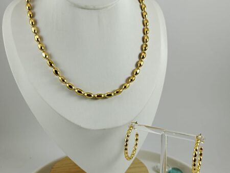 Set Collar dorado 43cm. eslabón 5mm + Argollas 3cm