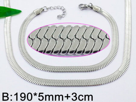 Set plateado Cadena y pulsera Snake grosor 5mm