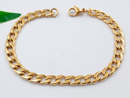 Pulsera dorada eslabón 7mm lago 21cm