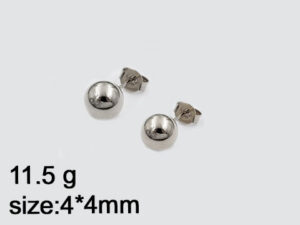 Aretes plateados bolita 4mm