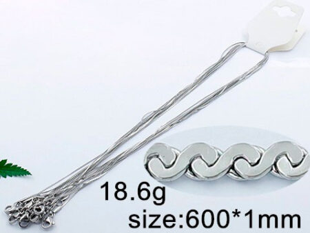 Cadena plateada 1mm largo 60cm.