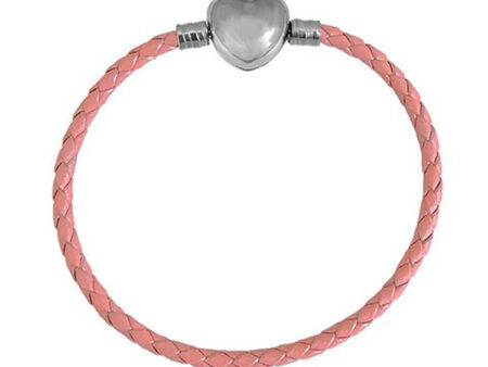 Pulsera cuerito rosa cierre corazón