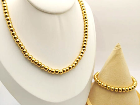 Set dorado collar y pulsera cuentas 4mm