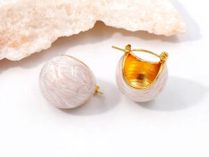 Argollas canastita esmaltada blanca 2cm