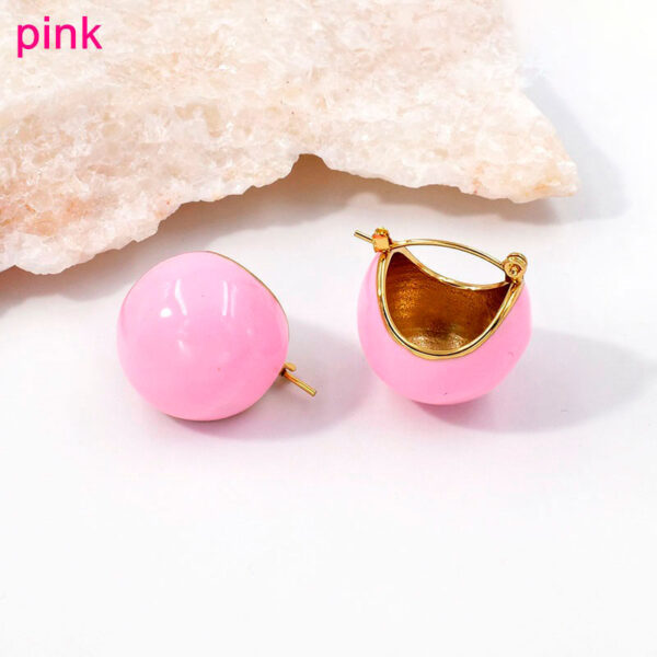 Argollas canastita esmaltada rosa 2cm