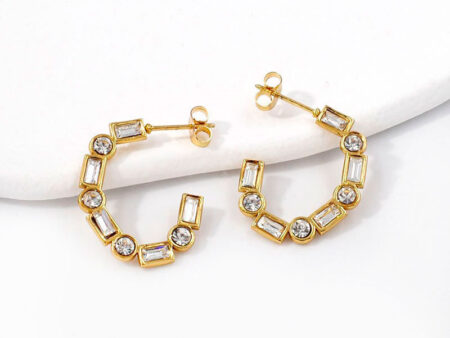 Aretes dorados con diseño C combinado 2.4cm