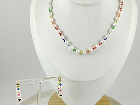 Set collar y pulsera perlas y mostacilla de colores