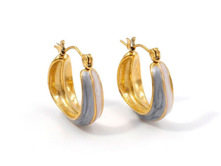 Argollas doradas 2.1cm celeste con blanco