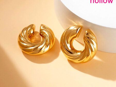 Earcuff Chunky dorados torneados 3cm*1cm