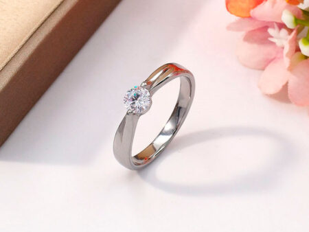 Anillo plateado circonia blanca montura 5mm