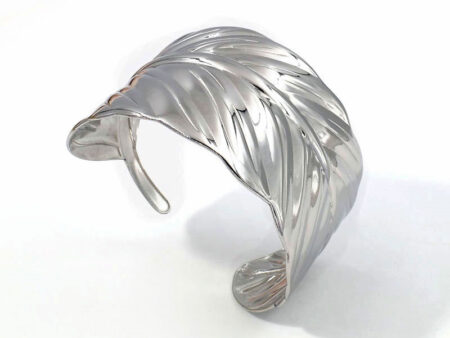 Brazalete plateado abierto diseño hoja