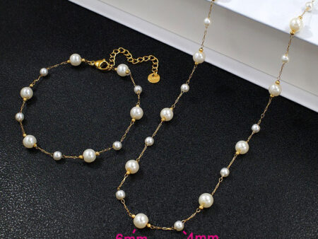 Set dorado 45cm Collar y pulsera perlitas 4 y 6mm