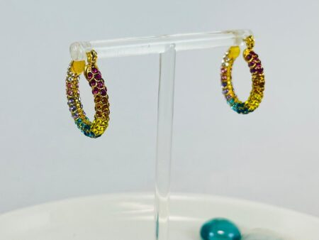 Argollas 2.5cm pedrería colores incrustada