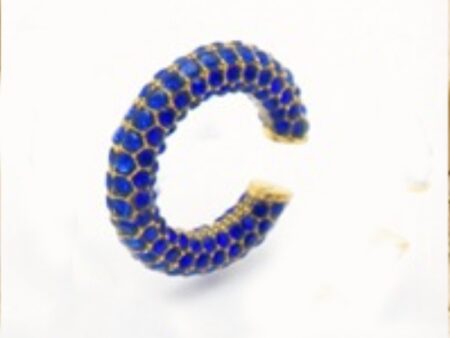EarCuff dorado 1.5cm*5mm pedrería azul incrustada