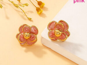 Aretes flor 1.9cm pétalos rosa