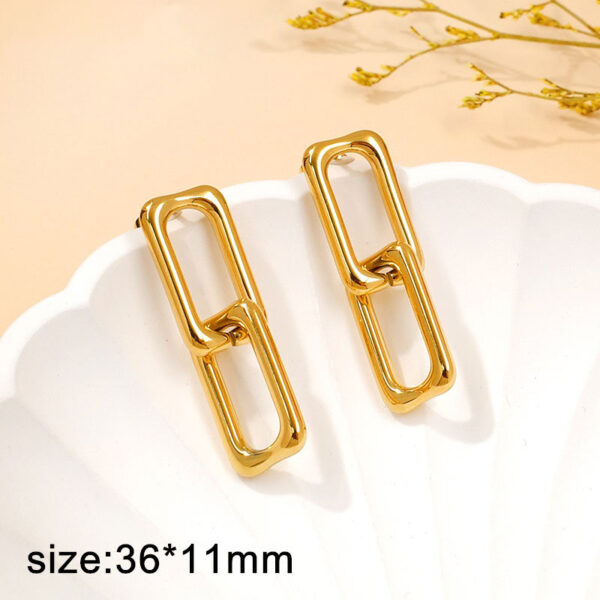 Aretes dorados doble rectángulo 2.6cm