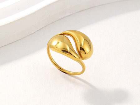 Anillo dorado doble gota