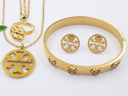 Set dorado Diseño T_Burch 4 piezas, anillo #7