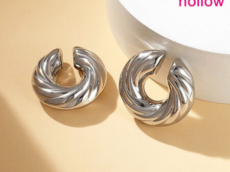 Earcuff Chunky plateados torneados 3cm*1cm