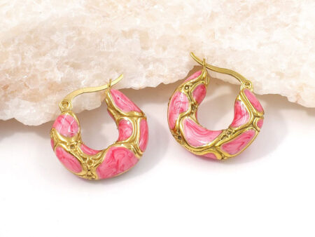 Argollas doradas 2cm comb. Rosa