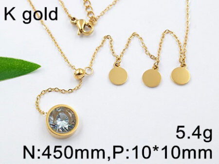 Collar dorado aros y piedra blanca