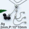 Set plateado corbatero largo y aretes piedra negra - Imagen 3