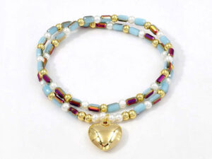 Pulsera elástica doble tonos celeste claro