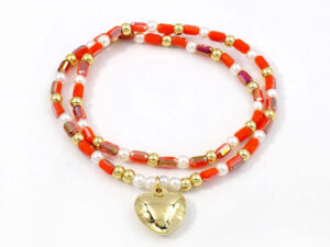 Pulsera elástica doble tonos naranja