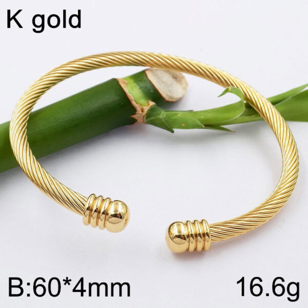 Brazalete dorado abierto diseño entorchado 4mm