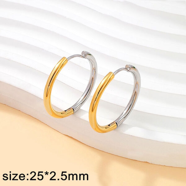 Argollas 2.5cm*2.5mm doble tono