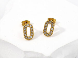 Aretes 1.2cm ovalados con pedrería