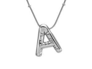 Collar plateado 45cm dije Chunky letra A 2cm
