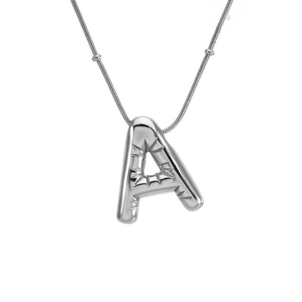 Collar plateado 45cm dije Chunky letra A 2cm