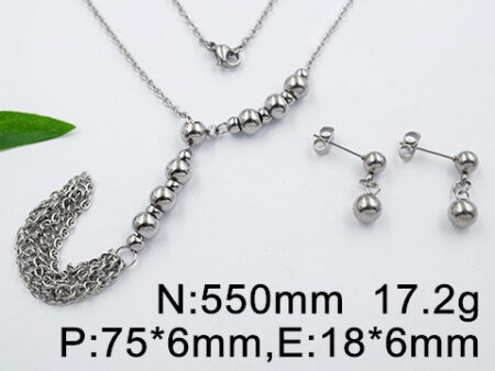 Set plateado Collar y colgante bolitas