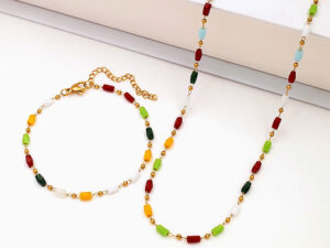 Set dorado Collar y Pulsera tonos ocre