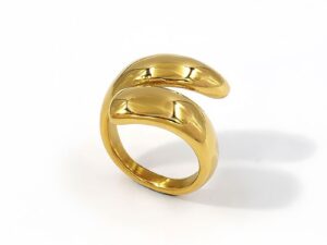 Anillo dorado diseño gotas al centro