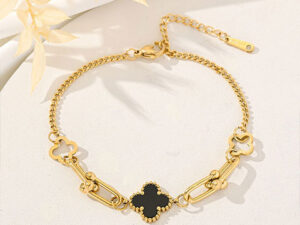 Pulsera dorada Alhambra negra