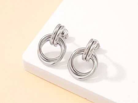 Aretes plateados doble aro 2.2cm