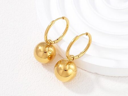 Argollas doradas 2cm bolita colgante vacía 1.4cm